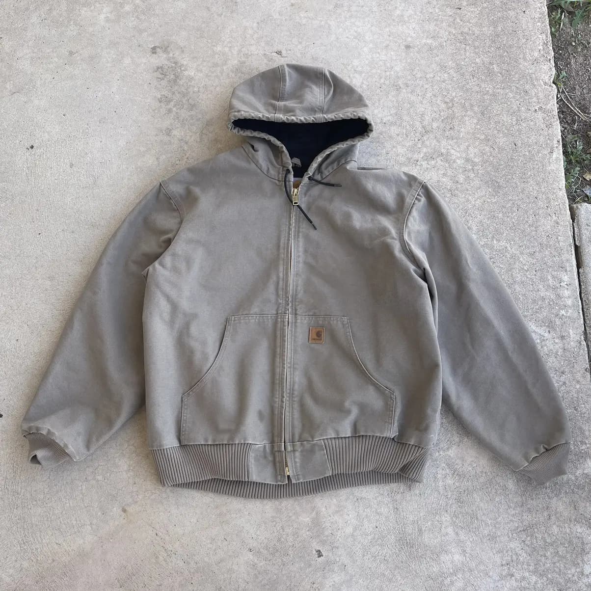 Vintage Carhartt Faded Beige Hooded Jacket