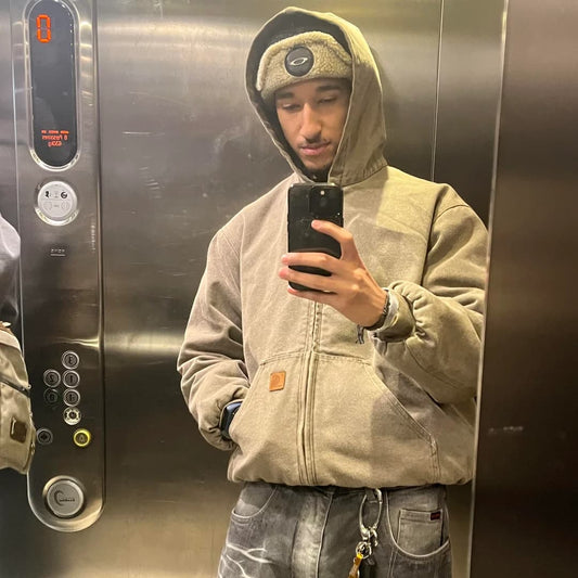 Vintage Carhartt Faded Beige Hooded Jacket