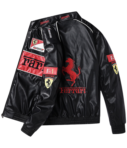 Ferrari Leather Vintage Racing Jacket – Scuderia F1 Team